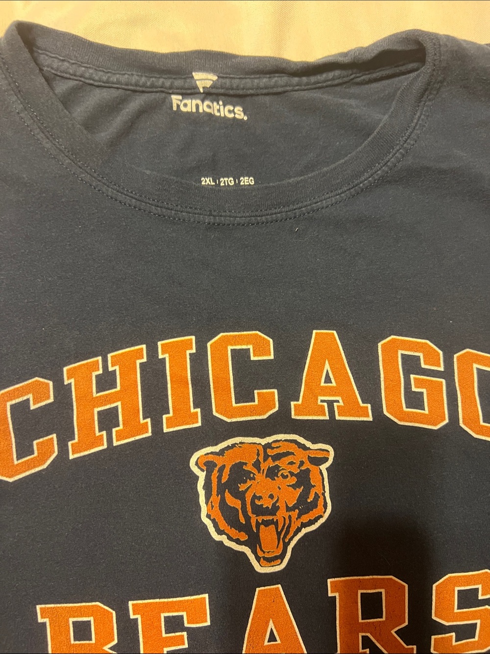 Fanatics Navy Chicago Bears Graphic Tee with Orange Accents